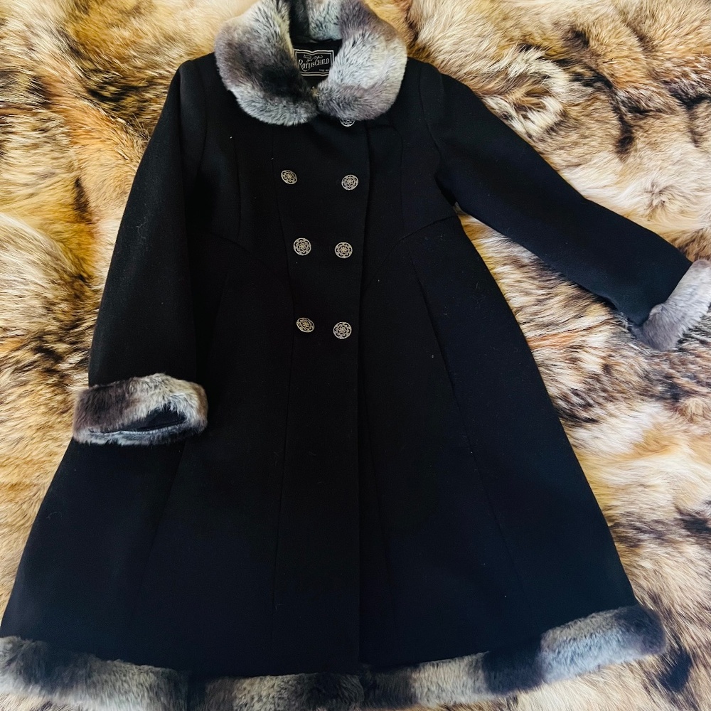Stunning Rothschild Black and Faux Fur Winter Coat Size 6